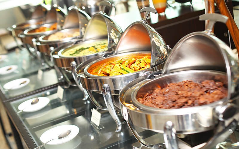 Buffet spread of freshly cooked dishes